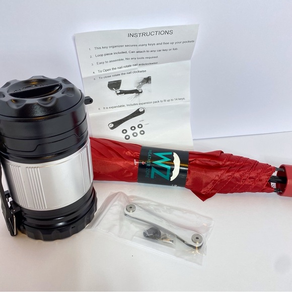 ALL BRAND NEW! 2 way Silver Lantern, key organizer,umbrella - Picture 1 of 6